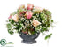 Silk Plants Direct Hydrangea, Rose, Sedum - Pink Green - Pack of 1