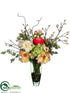Silk Plants Direct Peony, Rose, Hydrangea, Blossom - Green Yellow - Pack of 1