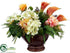 Silk Plants Direct Hydrangea, Protea, Rose, Calla Lily - Orange Green - Pack of 1
