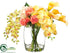 Silk Plants Direct Phalaenopsis Orchid, Rose, Protea, Peony - Yellow Salmon - Pack of 1