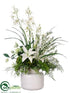 Silk Plants Direct Cymbidium Orchid, Dendrobium, Casablanca Lily - White Green - Pack of 1