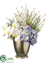 Silk Plants Direct Phalaenopsis Orchid, Hydrangea, Allium - Green White - Pack of 1