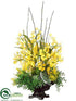 Silk Plants Direct Orchid, Protea, Echeveria Cactus - Yellow Green - Pack of 1