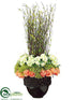 Silk Plants Direct Rose, Sedum, Snowball, Bamboo Branch - Green Orange - Pack of 1