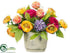 Silk Plants Direct Ranunculus, Rose, Daisy - Orange Burgundy - Pack of 1
