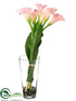 Silk Plants Direct Calla Lily, Bird's Nest Fern Leaf - Pink Green - Pack of 1