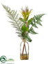 Silk Plants Direct Protea, Lace Fern, Leather Fern - Green - Pack of 1