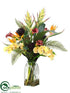 Silk Plants Direct Heliconia, Phalaenopsis Orchid, Protea - Burgundy Yellow - Pack of 1