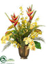 Silk Plants Direct Heliconia, Phalaenopsis Orchid, Oncidium Orchid, Fern - Yellow Red - Pack of 1