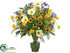 Silk Plants Direct Cosmos, Poppy, Sunflower, Fern - Yellow Blue - Pack of 1
