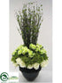 Silk Plants Direct Rose, Sedum, Snowball, Bamboo Branch - Cream Green - Pack of 1