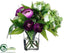Silk Plants Direct Ranunculus, Mini Hydrangea - Purple Green - Pack of 1