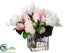 Silk Plants Direct Peony, Rose, Sedum - White Pink - Pack of 1