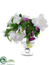 Silk Plants Direct Ranunculus, Peony, Ruscus - White Purple - Pack of 1