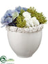 Silk Plants Direct Hydrangea, Rose, Sedum - Blue White - Pack of 1