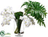 Silk Plants Direct Phalaenopsis, Selloum Leaf, Palm Leaf - White Green - Pack of 1