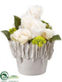Silk Plants Direct Rose, Sedum, Mini Mum - Cream Beige - Pack of 1