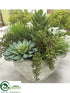 Silk Plants Direct Aeonium, Sedum, Echeveria - Green White - Pack of 1
