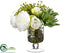 Silk Plants Direct Peony, Aeonium, Baby Breath - White Green - Pack of 1