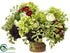 Silk Plants Direct Hydrangea, Ranunculus, Sedum - Green Burgundy - Pack of 1