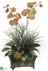 Silk Plants Direct Orchid, Moss Ball - Orange Burgundy - Pack of 1
