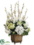 Silk Plants Direct Hydrangea, Blossom - Cream Green - Pack of 1