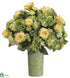 Silk Plants Direct Rose, Hydrangea, Ranunculus - Green Yellow - Pack of 1