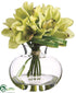 Silk Plants Direct Cymbidium Orchid - Green Burgundy - Pack of 2