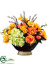 Silk Plants Direct Rose, Hydrangea, Impatiens - Orange Yellow - Pack of 1