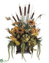 Silk Plants Direct Hydrangea, Sunflower, Cattail - Rust Olive Green - Pack of 1