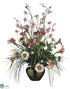 Silk Plants Direct Calla Lily, Cymbidium Orchid, Grass, Dahlia - Purple Cream - Pack of 1