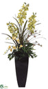 Silk Plants Direct Phalaenopsis Orchid, Cymbidium Orchid, Grass - Green Yellow - Pack of 1