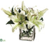 Silk Plants Direct Stargazer Lily - Green White - Pack of 1