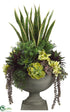 Silk Plants Direct Sansevieria, Succulents, Cymbidium Orchid - Green Burgundy - Pack of 1