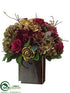 Silk Plants Direct Rose, Hydrangea, Mum - Burgundy Green - Pack of 1