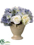 Silk Plants Direct Hydrangea, Rose - Blue Cream - Pack of 4