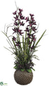 Silk Plants Direct Cymbidium Orchid - Plum Green - Pack of 1