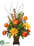 Silk Plants Direct Dahlia, Snapdragon, Ranunculus - Orange Yellow - Pack of 1
