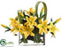 Silk Plants Direct Casablanca Lily And Flax Leaf - Yellow - Pack of 1