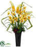 Silk Plants Direct Cymbidium Orchid, Eremurus, Flax Leaf - Yellow Green - Pack of 1