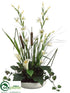 Silk Plants Direct Calla Lily, Cattail, Ivy, Grass - Cream Green - Pack of 1