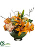 Silk Plants Direct Peony, Rose, Lily, Calla Lily - Orange Peach - Pack of 1