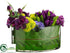 Silk Plants Direct Tulip, Lisianthus Pompon, Waxflower - Eggplant Green - Pack of 1
