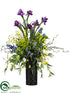 Silk Plants Direct Iris, Calla Lily, Hypericum - Purple Green - Pack of 1