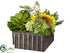 Silk Plants Direct Hyacinth, Sunflower, Snowball Arrangement - Yellow Green - Pack of 1