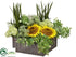 Silk Plants Direct Sunflower, Succulent, Snowball Arrangement - Yellow Green - Pack of 1