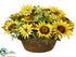 Silk Plants Direct Sunflower, Basil Arrangement - Yellow Green - Pack of 1
