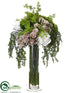 Silk Plants Direct Hydrangea, Rose Bouquet - Pink Green - Pack of 1