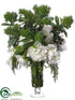 Silk Plants Direct Peony, Skimia Mix, Berry, Branches Arrangement - White Green - Pack of 1