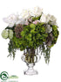 Silk Plants Direct Hydrangea, Ranunculus, Peony Arrangement - Green White - Pack of 1